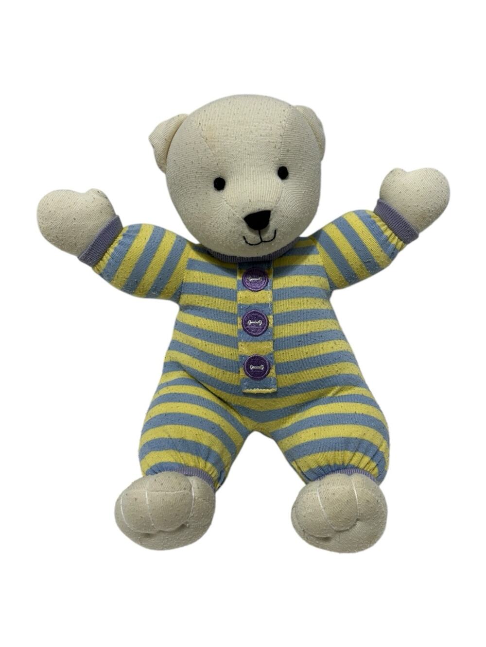 North American Bear Company Teddy Bear Plush Blue Yellow Striped Buttons